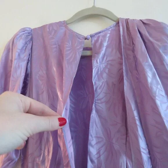 RONNY KOBO Jade Leaf Print Silk Blend Midi Dress in Lavender Purple XS NWT - Picture 13 of 16